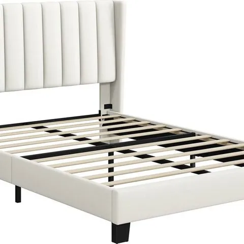 YAHEETECH UPHOLSTERED DOUBLE BEIGE 141.5X199.5CM (1BOX)