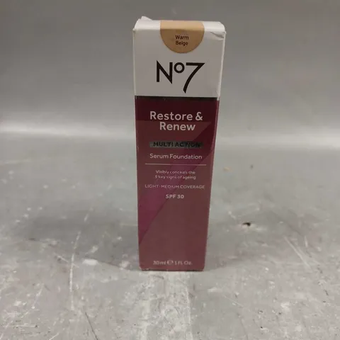 SEALED N07 RESTORE & RENEW SERUM FOUNDATION IN WARM BEIGE 30ML