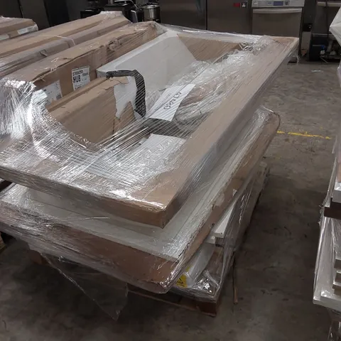 PALLET TO CONTAIN ASSORTED BATHROOM PRODUCTS; INCLUDES BATH, SHOWER TRAYS, BASIN TOP ETC