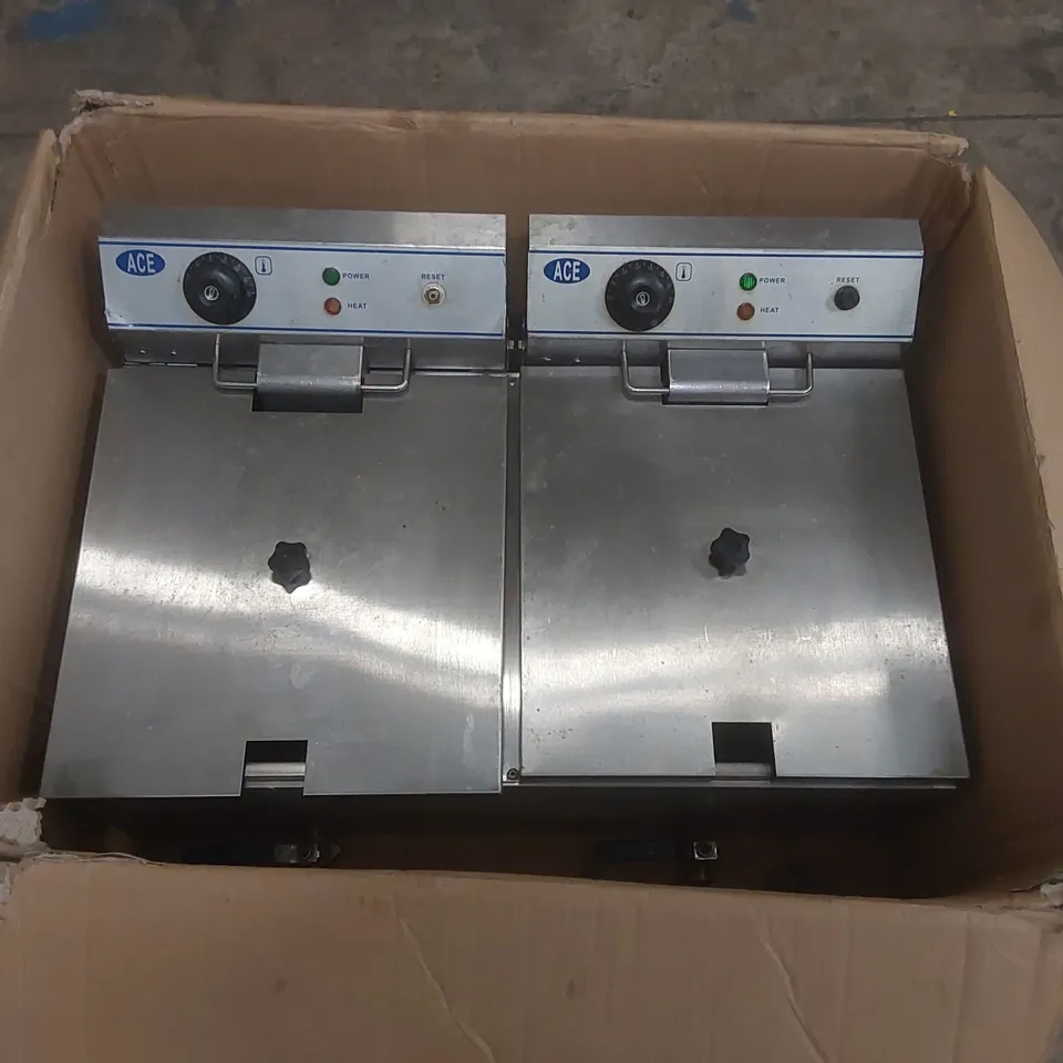 BOXED ACE AFD-13SV COMMERCIAL STAINLESS STEEL ELECTRIC TWIN-TANK FRYER