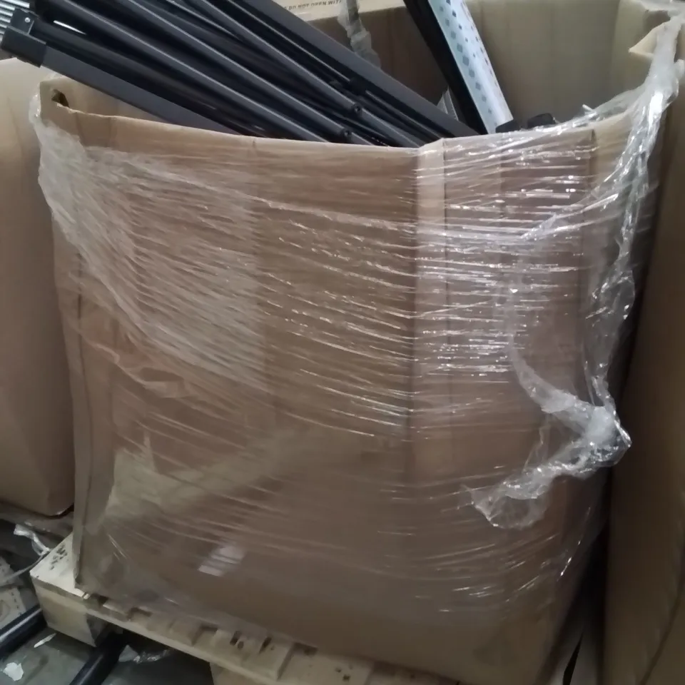 PALLET OF ASSORTED HOUSEHOLD GOODS AND PRODUCTS TO INCLUDE;SUN LOUNGER,FRYING PAN,FAN,CLOTHES AIRER,IRONING BOARD
