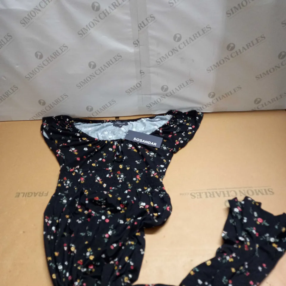 SOSANDAR RUCHED FRONT SHIRRED WAIST MIDI DRESS SIZE 10