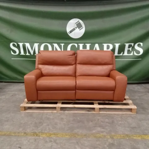 QUALITY DESIGNER 3 SEATER POWER RECLINER LEATHER SOFA - TAN