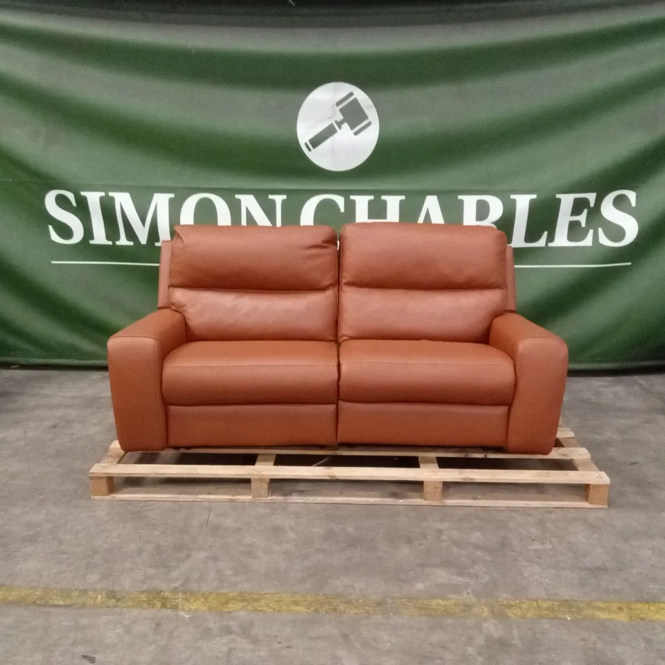 QUALITY DESIGNER 3 SEATER POWER RECLINER LEATHER SOFA - TAN