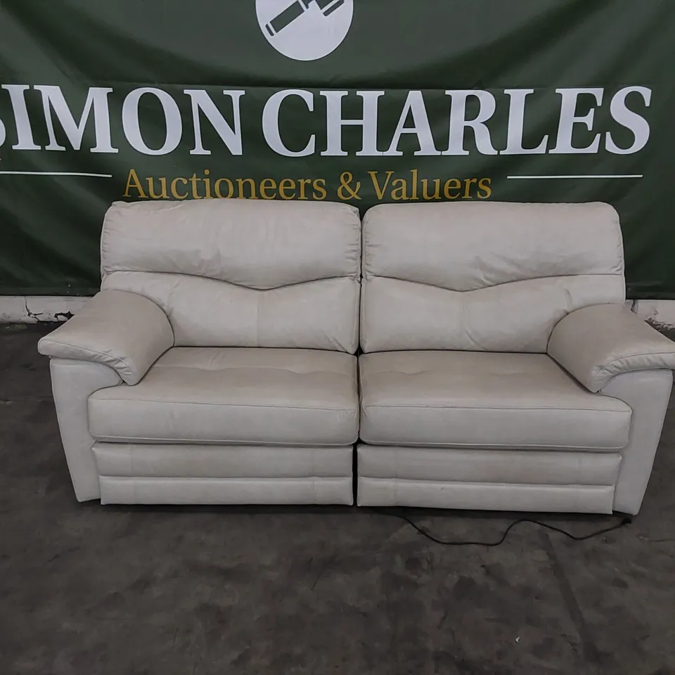 QUALITY G PLAN DESIGNER STRATFORD 3 SEATER ELECTRIC RECLINER SOFA IN REGENT CHALK LEATHER