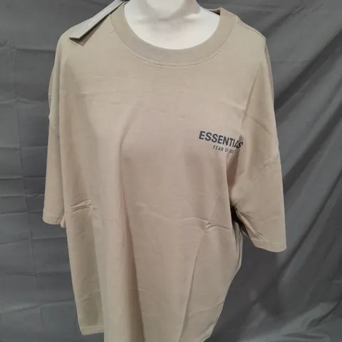 ESSENTAILS FEAR OF GOD TAN HEAY WEIGHT T-SHIRT - LARGE