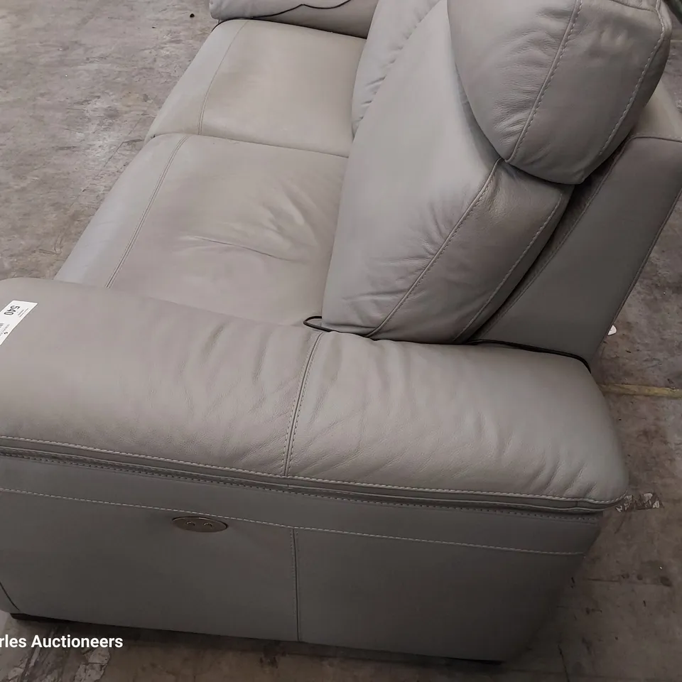 QUALITY ITALIAN DESIGNER RIALTO POWER RECLINING THREE SEATER SOFA GREY LEATHER 
