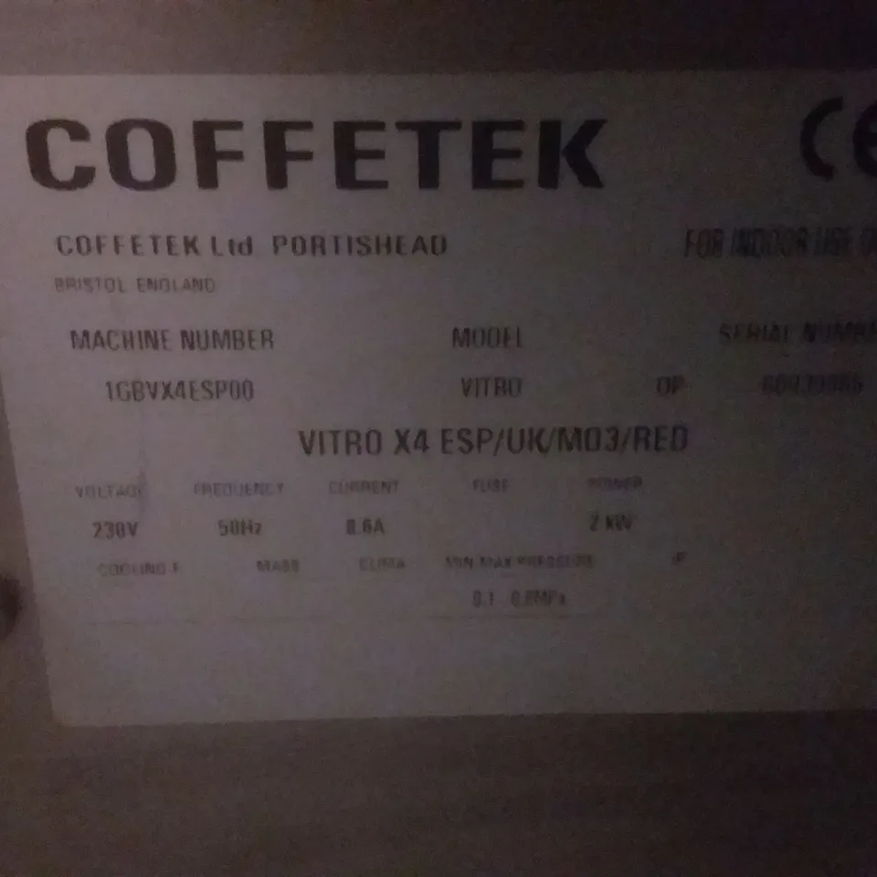 COFFETEK VITRO COFFEE MACHINE 