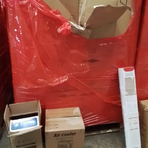 PALLET OF ASSORTED HOUSEHOLD GOODS AND PRODUCTS TO INCLUDE;AIR COOLER,RETRACTABLE SAFETY GATE,WATER PUMP