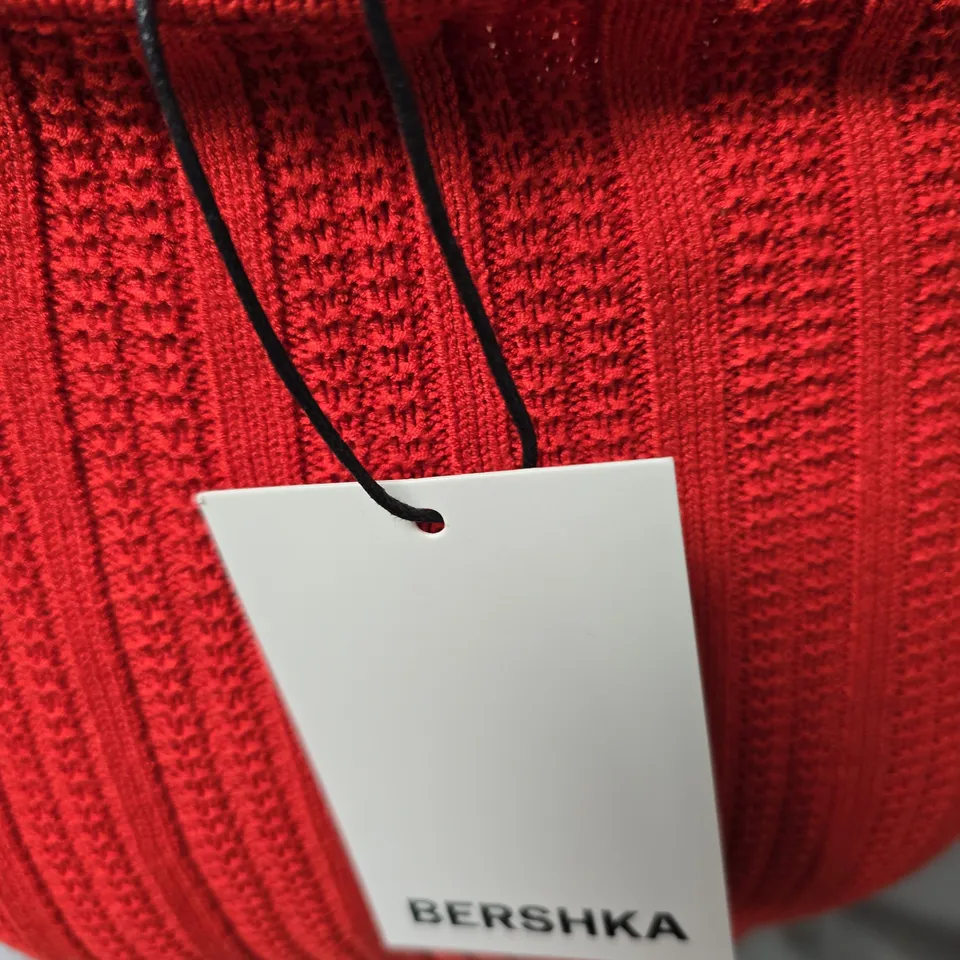 BERSHKA RED KNIT DRESS – WOMEN'S RIBBED KNIT, TAG ATTACHED-SIZE XS
