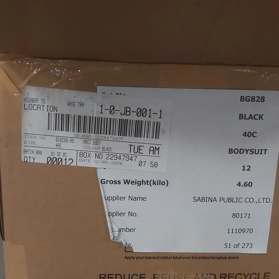 BOX CONTAINING APPROXIMATELY 12x BRAND NEW MAGISCULPT BLACK BODYSUITS - SIZE 40C