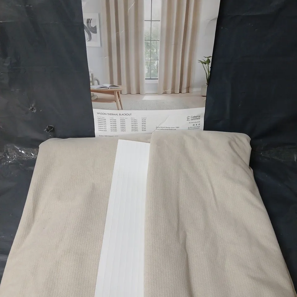 CATHERINE LANSFIELD WILSON THERMAL BLACKOUT EYELET CURTAINS - BEIGE - 66" X 72"
