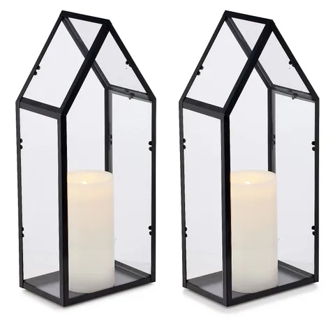 K BY KELLY HOPPEN SET OF 2 GLASS HOUSES WITH LED CANDLES- COLLECTION ONLY