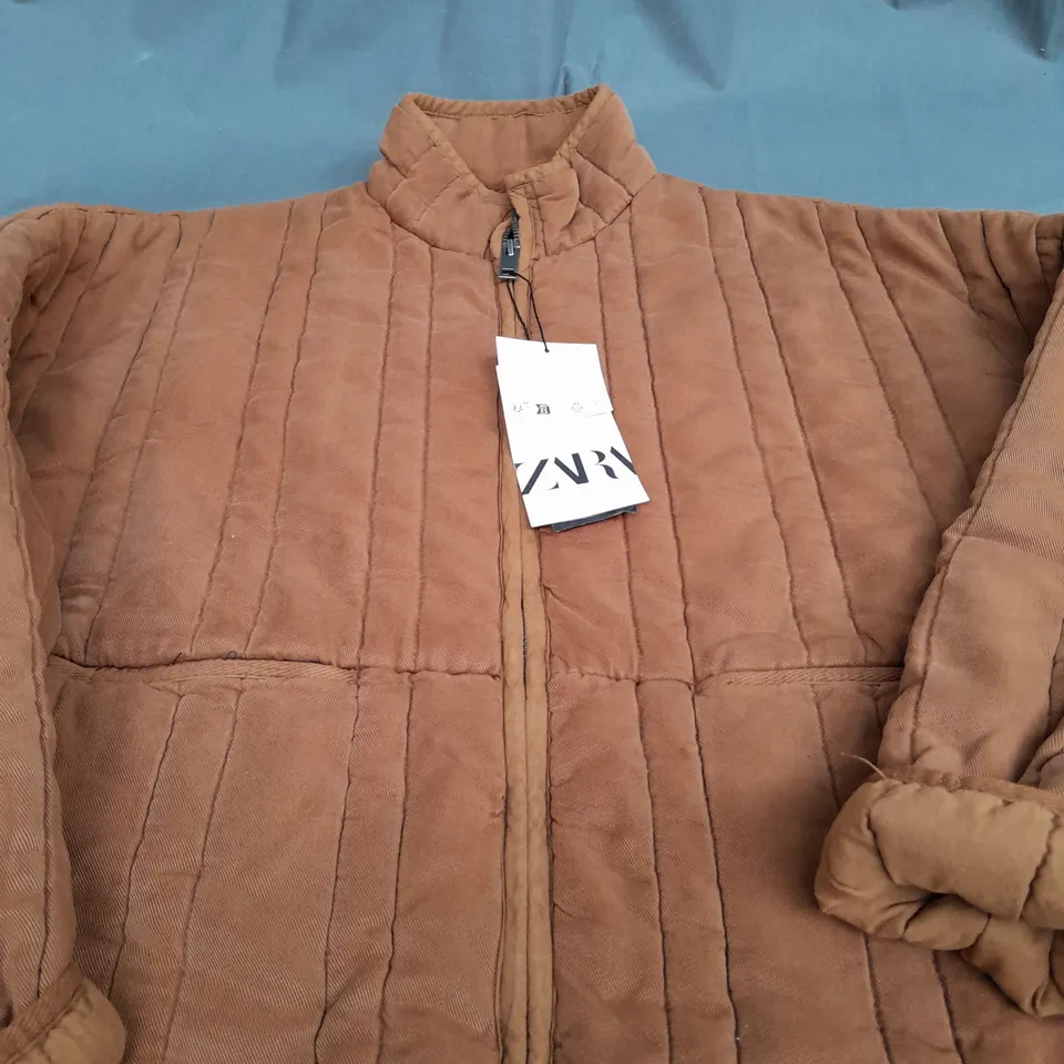 ZARA PADDED JACKET IN BROWN - SIZE SMALL