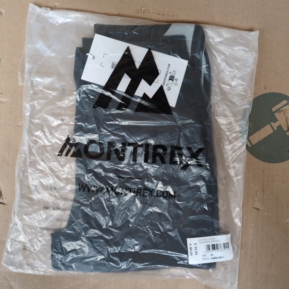 BAGGED MONTIREX STRIDE LEGGINGS IN BLACK/BASALT/ASPHALT SIZE XS