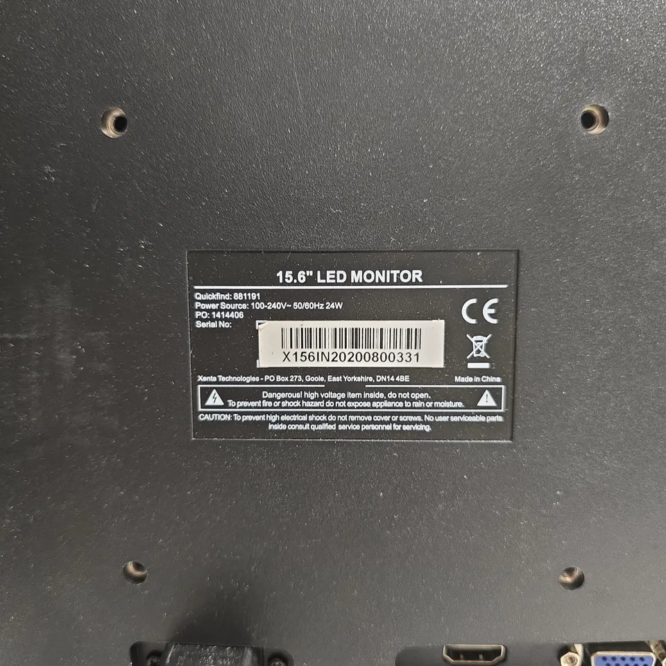 XENTA TECHNOLOGIES 15.6" LED MONITOR – VGA & HDMI INPUTS 