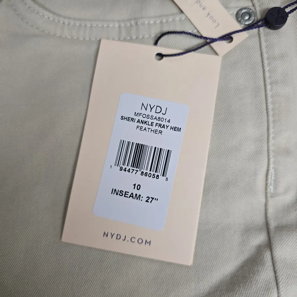 NYDJ SHERI ANKLE FRAY HEM JEANS – LIGHT BEIGE, US SIZE 10 (UK APPROX 14)