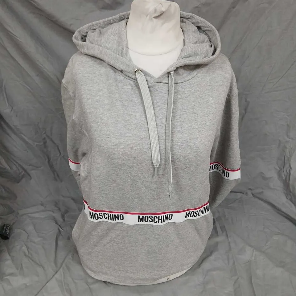 MOSCHINO HOODIE SWEATSHIRT – GREY, UK SIZE S 