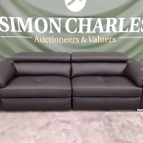 QUALITY DESIGNER BRADY 4 SEATER SOFA - BLACK LEATHER