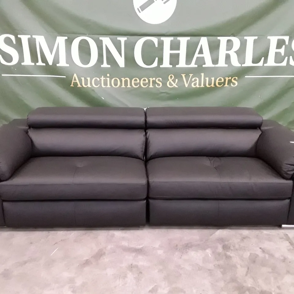 QUALITY DESIGNER BRADY 4 SEATER SOFA - BLACK LEATHER