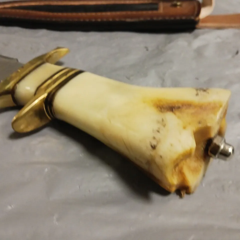 DECORATIVE BONE HANDLED 10" HUNTING KNIFE 