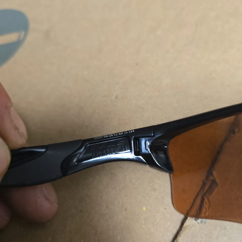 OAKLEY SUNGLASSES - BLACK FRAME, ORANGE MIRROR LENSES