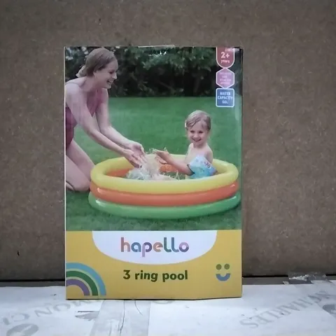 BRAND NEW BOXED HAPELLO 3 RING SWIMMING POOL - APPROXIMATELY 91cm D