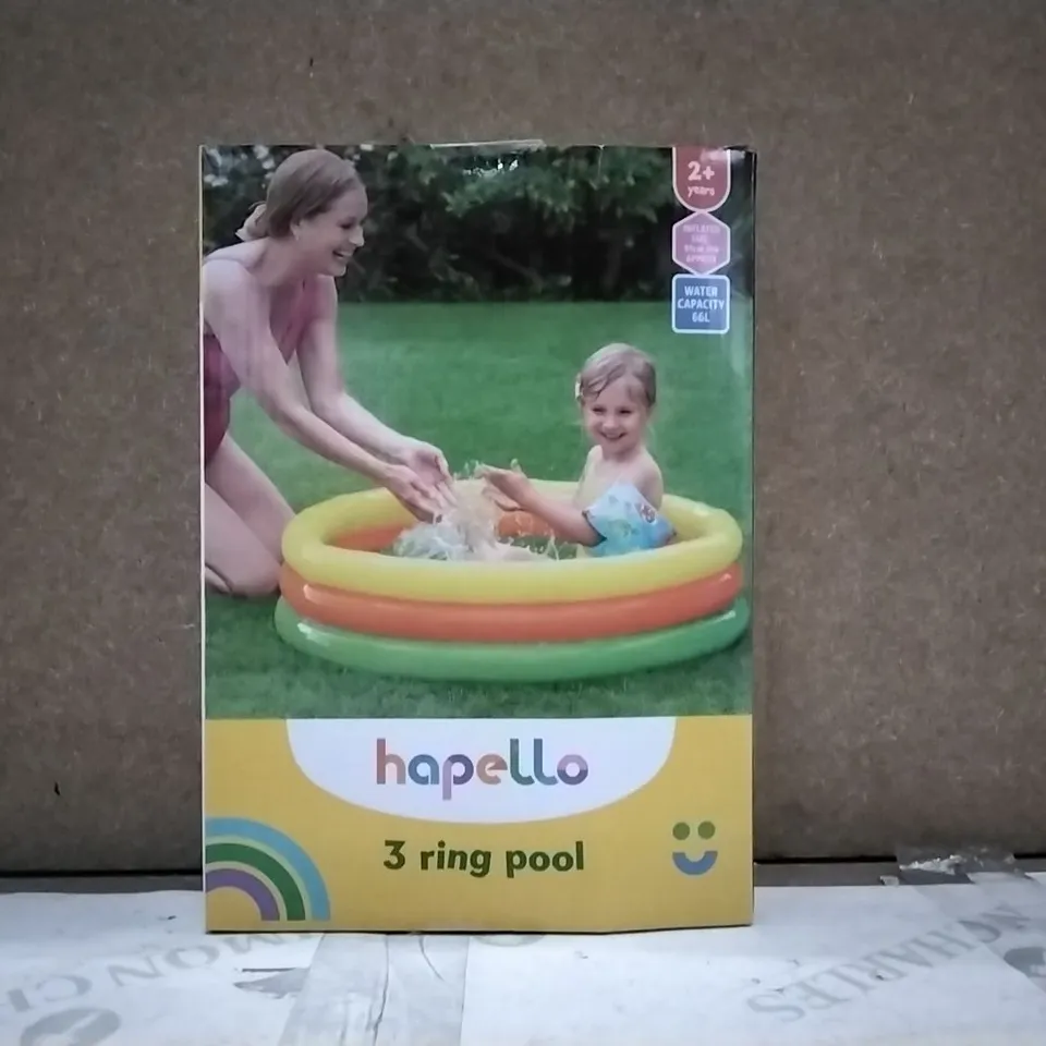 BRAND NEW BOXED HAPELLO 3 RING SWIMMING POOL - APPROXIMATELY 91cm D