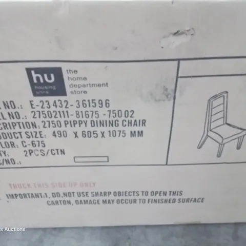 PAIR OF BOXED DESIGNER PIPPY UPHOLSTERED DINING CHAIRS 