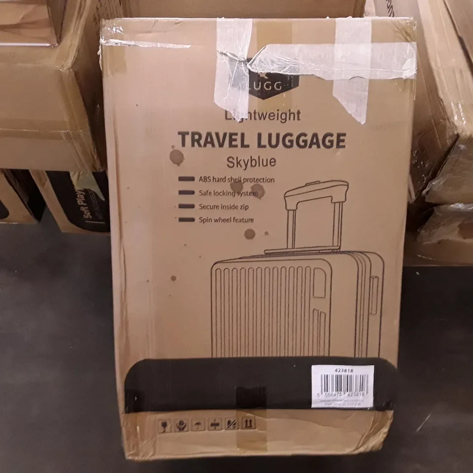 BOXED LUGG LIGHT WEIGHT TRAVEL LUGGAGE SUITCASE- SKY BLUE