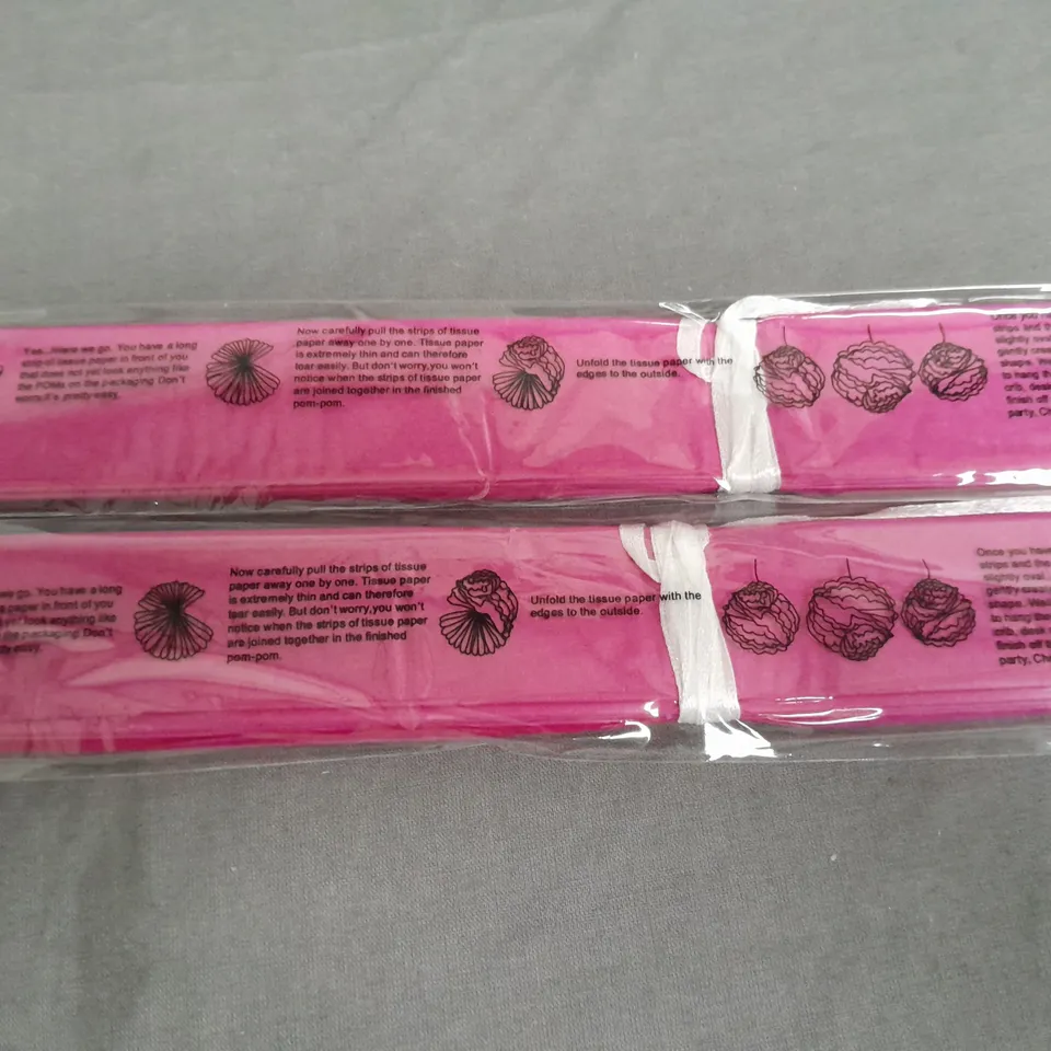 LARGE QUANTITY OF ASSORTED PINK 15" TISSUE PAPER DECORATIONS