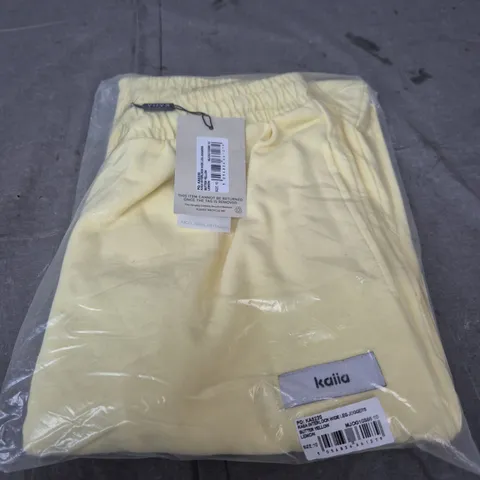 KAIA INTERLOCK WIDE LEG JOGGERS – BUTTER YELLOW, UK 10