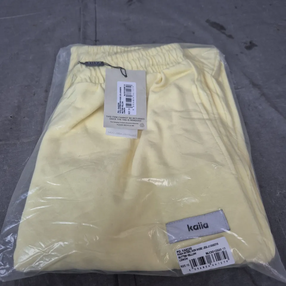 KAIA INTERLOCK WIDE LEG JOGGERS – BUTTER YELLOW, UK 10