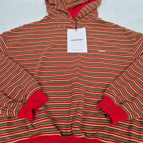 SISTERS AND SEEKERS WALKER SOFT SHRUNKEN HOODIE – RED STRIPE, UK M