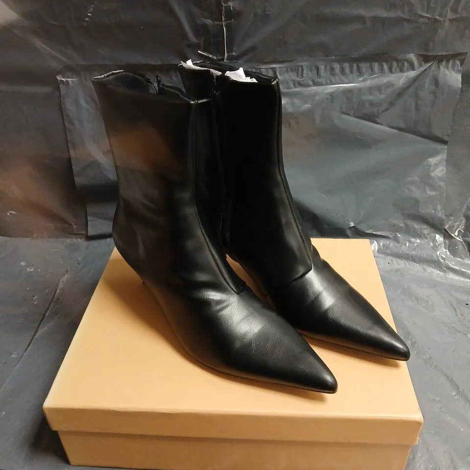 SIMMI LONDON BLACK LEATHER ANKLE BOOTS – WOMEN'S POINTED TOE, STILETTO HEEL UK 5