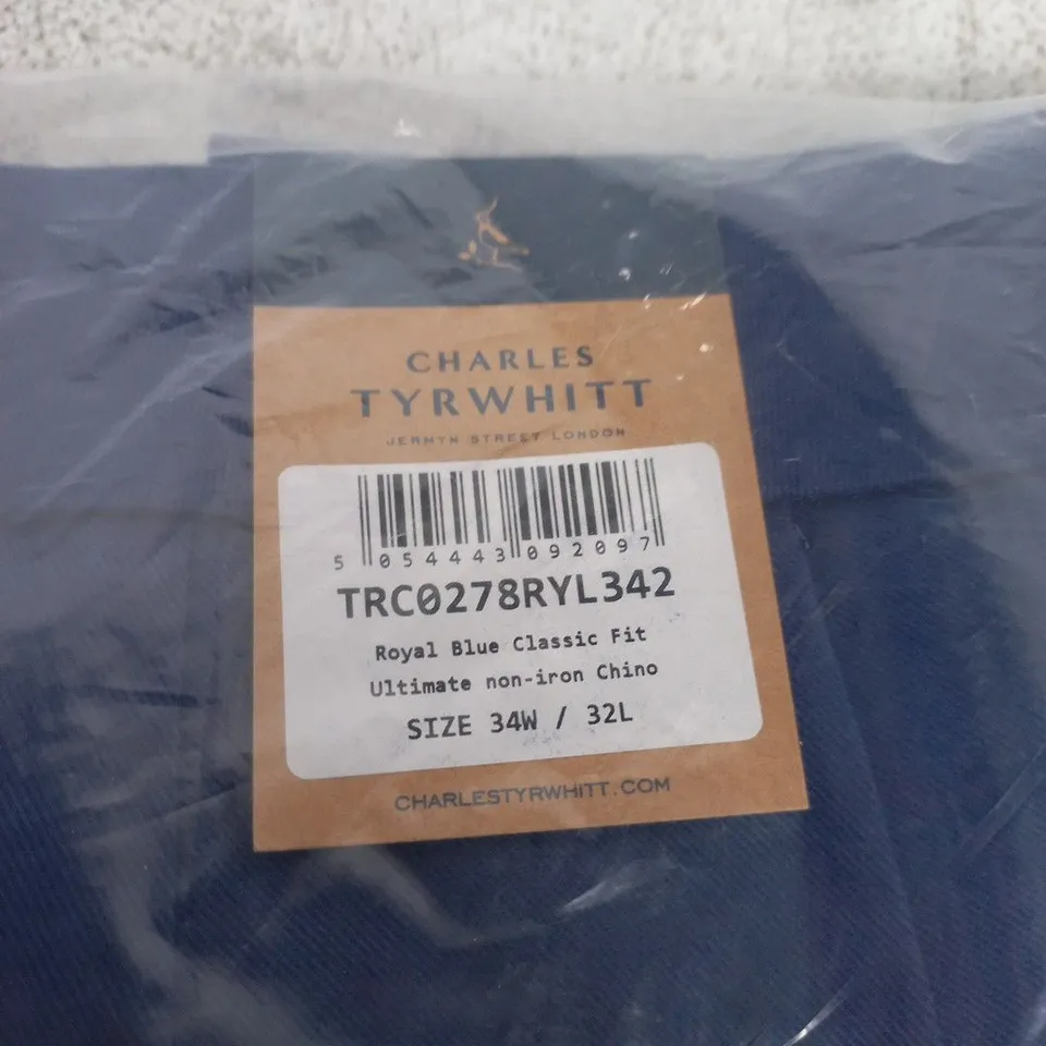 CHARLES TYRWHITT ROYAL BLUE CLASSIC FIT ULTIMATE NON-IRON CHINO – UK 34W/32L