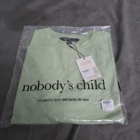 NOBODY'S CHILD CROCHET TRIM TEE – UK S – GREEN
