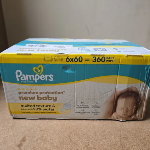PAMPERS BABY WIPES PREMIUM PROTECTION NEW BABY β 360 WIPES (6X60)