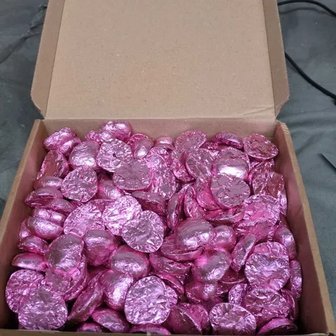 WHITAKERS PINK FOILED MILK CHOCOLATE HEARTS – 1KG NET (APPROX. 166 PIECES)