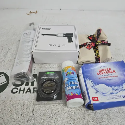 APPROXIMATELY 10 ASSORTED HOUSEHOLD PRODUCTS TO INCLUDE CLEANER, WATER SOFTENER, MINI VACUUM ETC