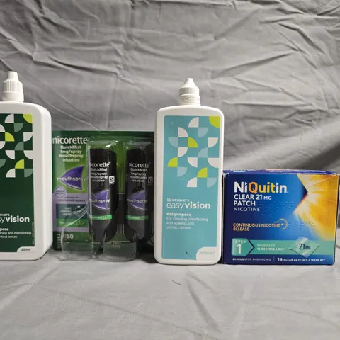 APPROXIMATELY 20 ASSORTED ITEMS TO INCLUDE NICORETTE QUICKMIST MOUTH SPRAY, NIQUITIN PATCHES & SPECSAVERS EASYVISION ETC