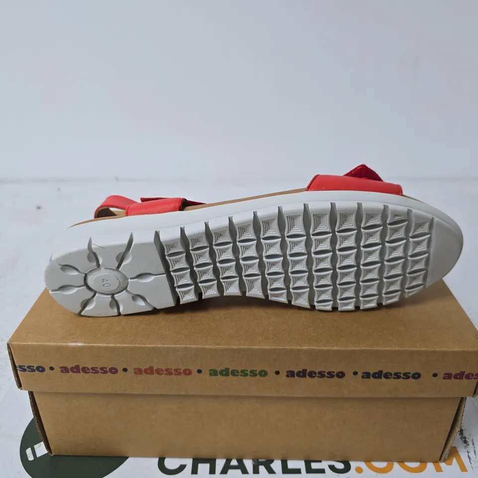 ADESSO RED LEATHER SANDALS SIZE 40 BOXED