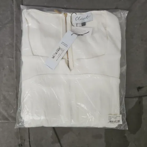 BAGGED CLOSET LONDON MIDI BODYCON DRESS IN IVORY SIZE UK 12