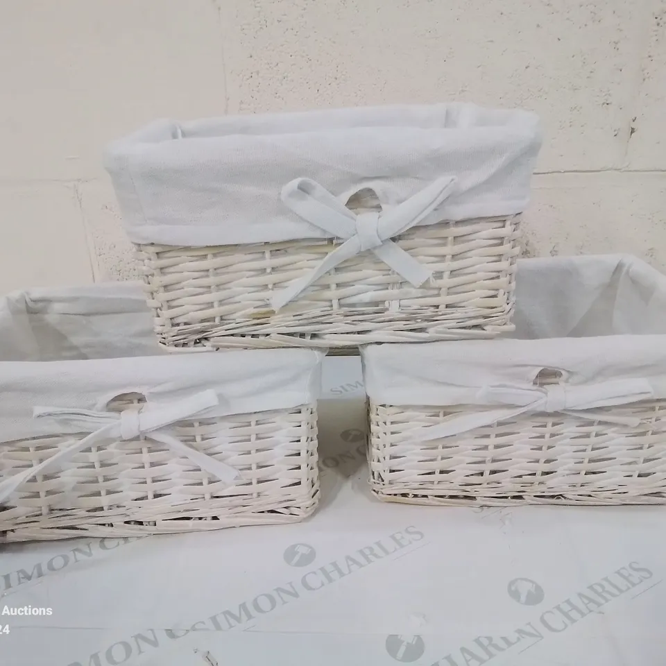 BOXED RECTANGULAR WICKER STORAGE BASKET WITH REMOVABLE LINING 