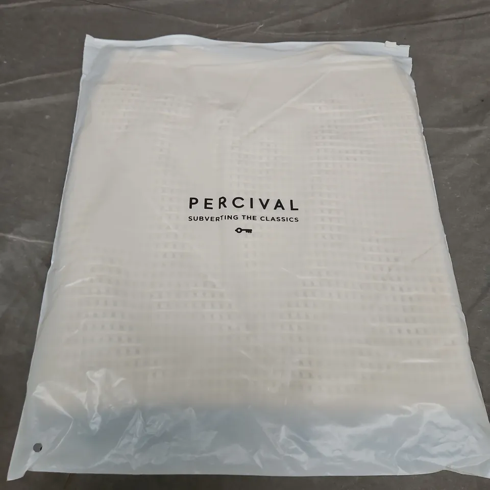 BAGGED PERCIVAL TENNIS BOXY KNITTED POLO IN ECRU - LARGE