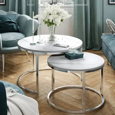 BOXED CIRI 2in1 CHROME/GLASS COFFEE TABLE (1 BOX)