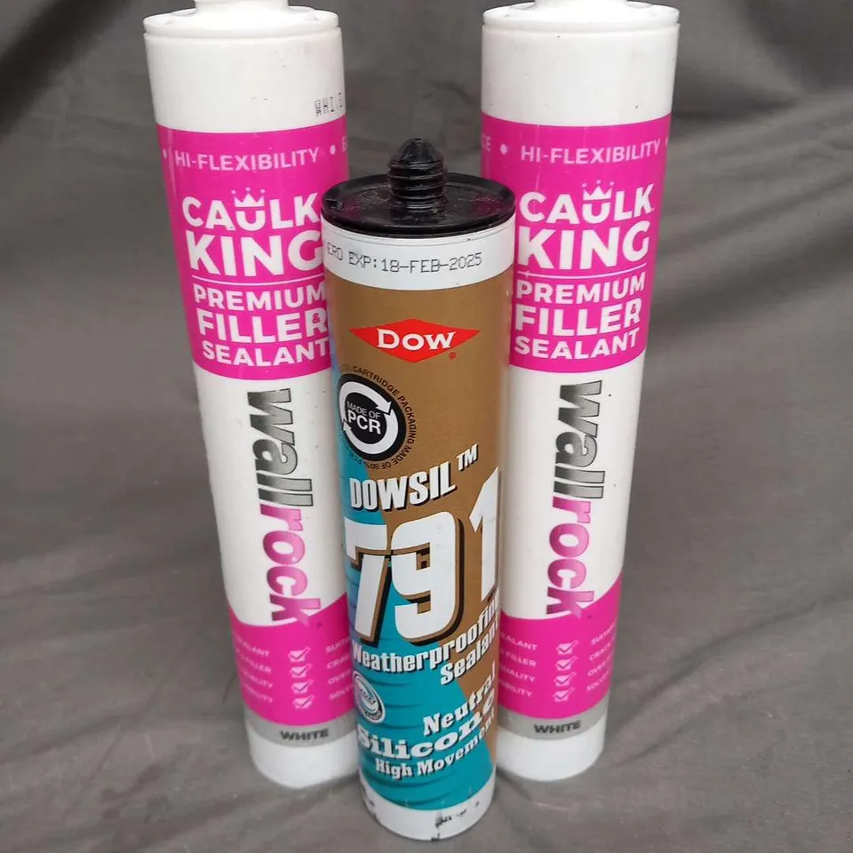 APPROXIMATELY 12 ASSORTED CHAULK TUBES TO INCLUDE; CHAULK KING PREMIUM FILLER SEALANT AND DOWSIL 791 WATERPROOFING SEALANT
