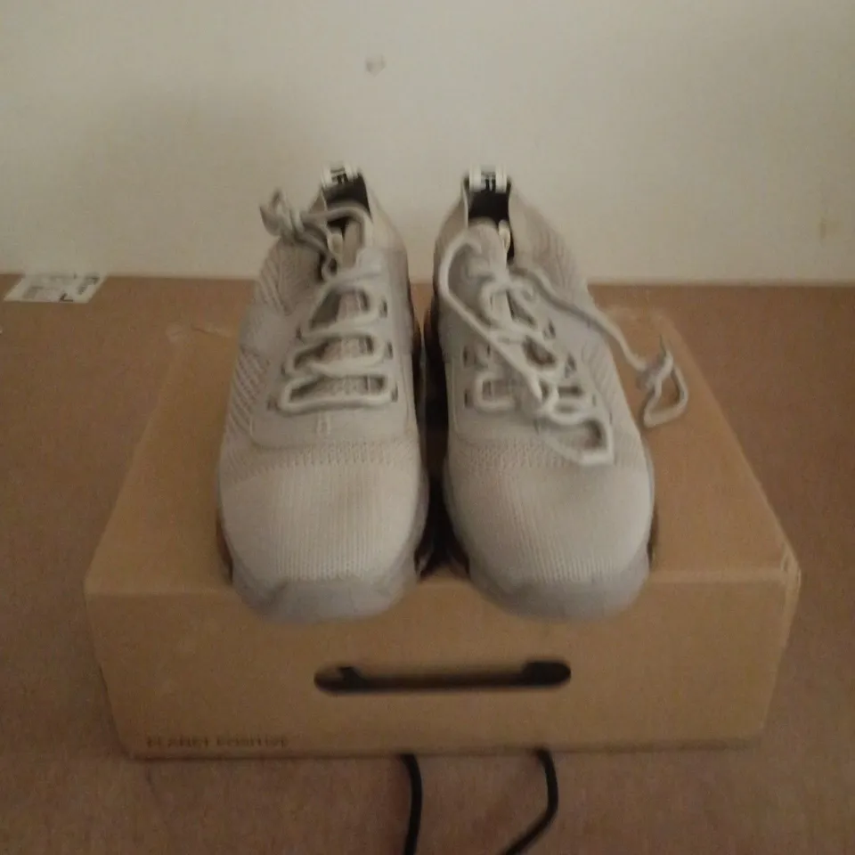 BOXED PAIR OF KURT GEIGER FABRIC SNEAKERS IN TAUPE - SIZE 41