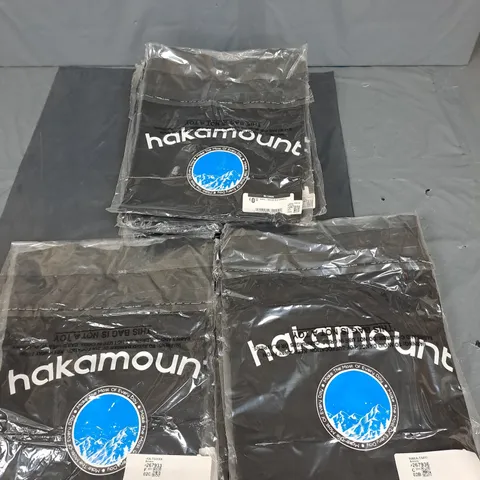 BOX OF APPROXIMATELY 18 HAKAMOUNT T-SHIRTS - BLACK - SIZES XXS, XS AND S