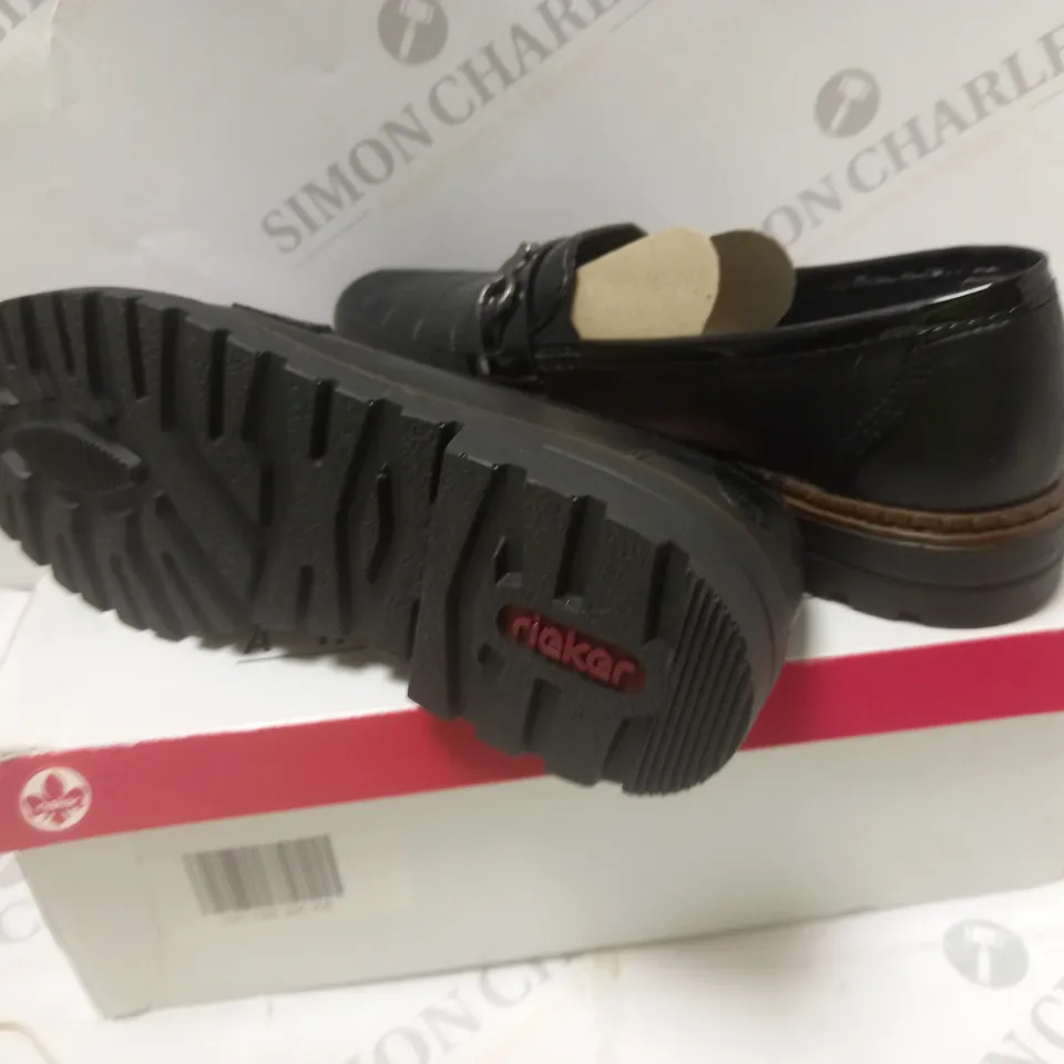 BOXED RIEKER BLACK LOFER SHOES - SIZE 6
